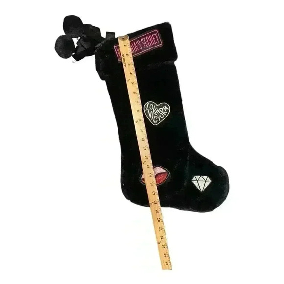 Victoria's Secret Black Faux Fur Holiday Stocking - Picture 5 of 6